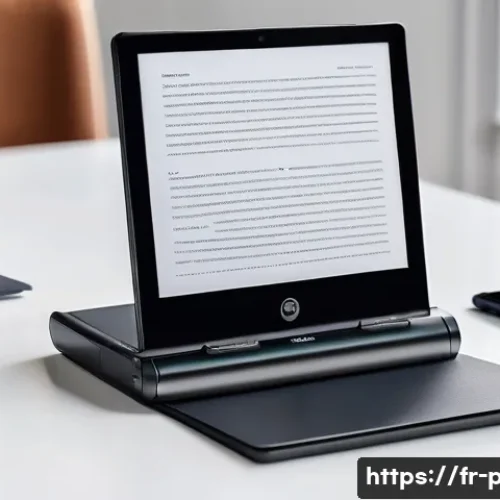 Home 29 포터블 스캐너 추천 및 사용 팁 - A sleek, modern portable scanner placed on a minimalist wooden desk next to a laptop and smartphone,...