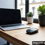 Home 16 블루투스 마우스와 2 4GHz 무선 마우스 차이 - A sleek, modern workspace scene featuring a lightweight Bluetooth mouse beside a laptop, tablet, and...